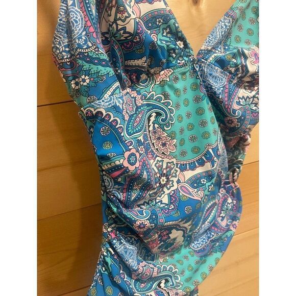 Assets by Sara Blakely Spanx Womens Med One Piece Swimsuit Paisley - Picture 2 of 7